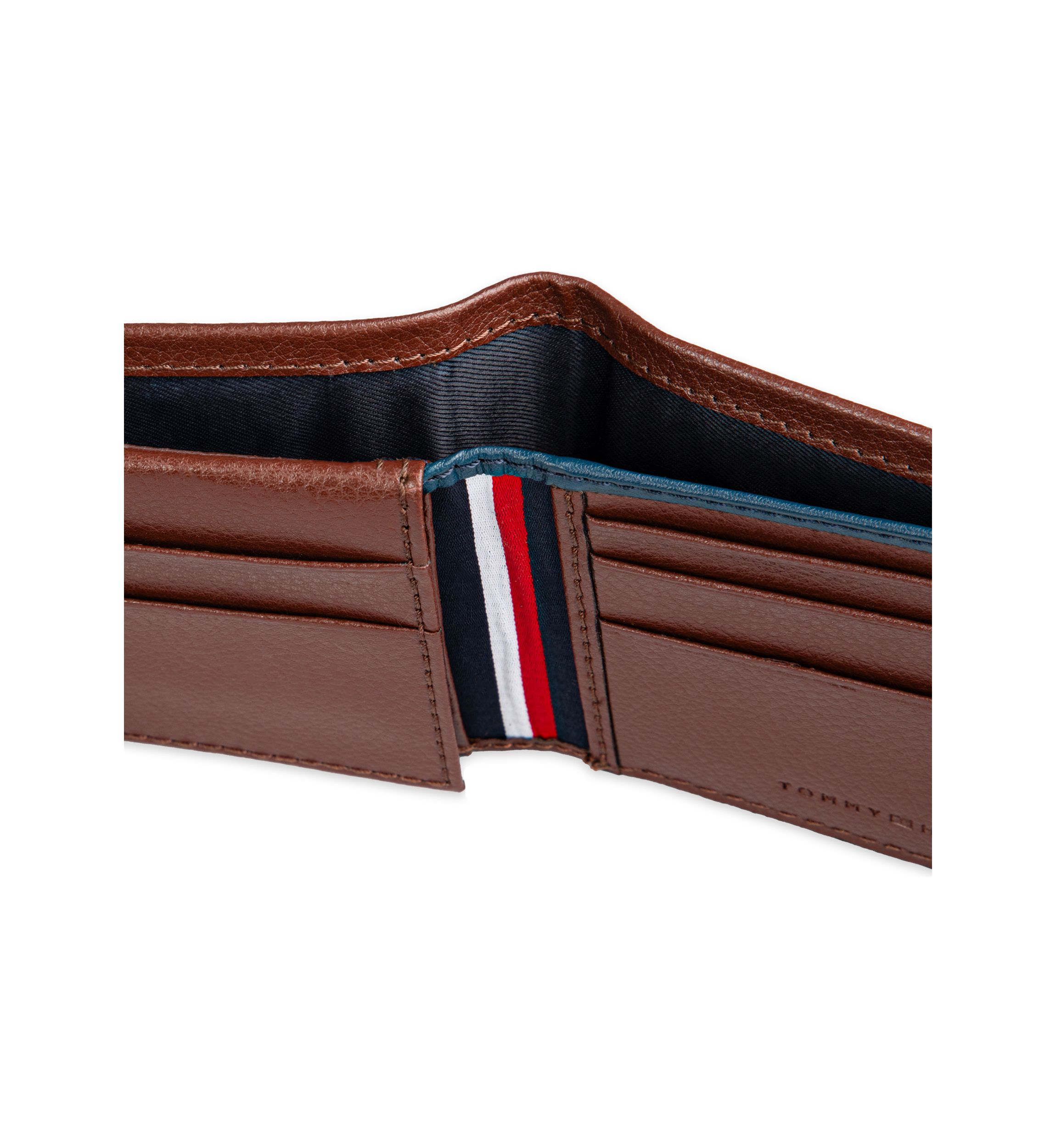 Smooth Leather Passcase Wallet with Logo Ornament