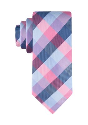 Tommy Hilfiger Men's Buffalo Tartan Plaid Regular Width Necktie, Pink