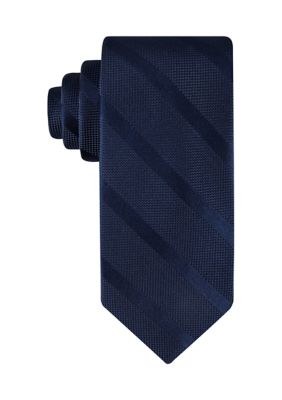 Tommy Hilfiger Men's Tonal Textured Stripe Regular Width Necktie, Navy Blue