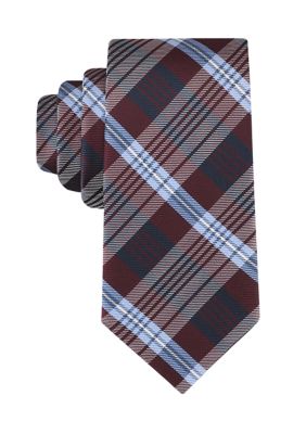 Tommy Hilfiger Men's Grayson Classic Plaid Tie, Burgundy