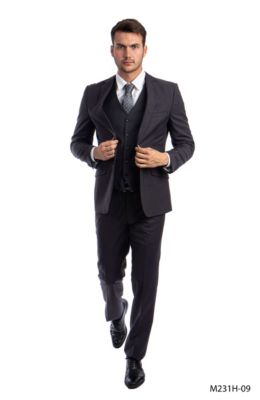 Mens Suits, 3 Piece Hybrid Fit,Notch Lapel Suits