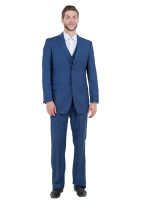 Demantie Mens Suits, Classic Modern Fit , 3-PC Suit Set, Blue, 52 Long