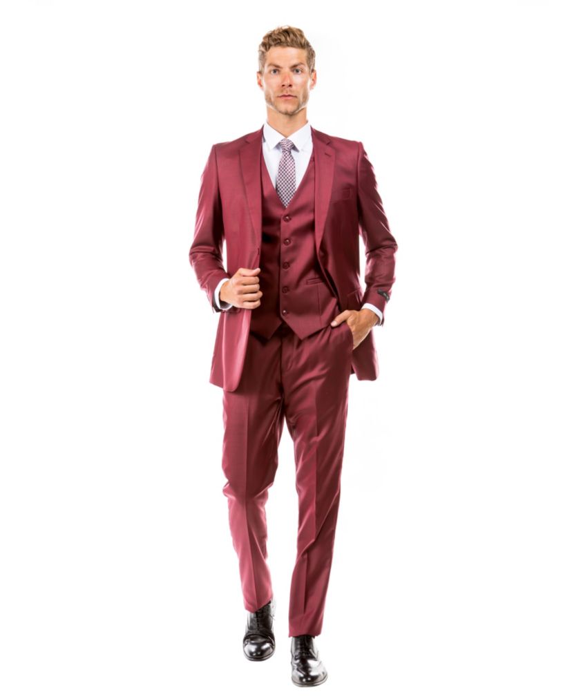 Mens Suits, 3 PC Hybrid Fit, Sharkskin Mens-suit