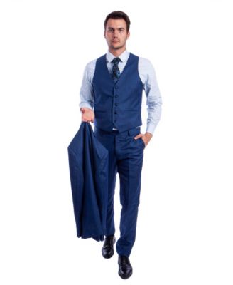 Mens Suits, 3 PC Hybrid Fit, Sharkskin Mens-suit