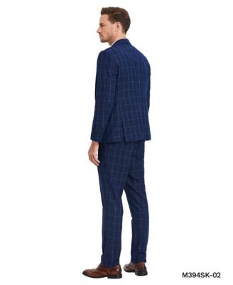 Mens 3 PC Suit Windowpane with Matching Vest & Pants