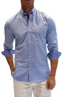 Micro Gingham Cotton Stretch Long Sleeve Shirt