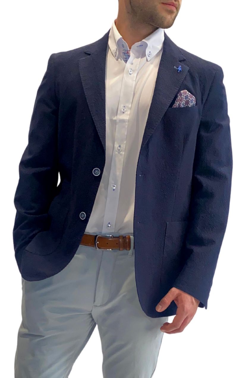 Solid Seersucker Sportcoat