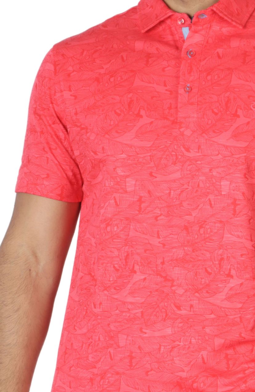 Slub Micro Pique Tonal Floral Printed Polo