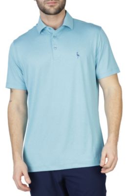 Tonal Melange Performance Polo with Dress Shirt Collar