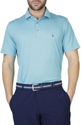 Tonal Melange Performance Polo with Dress Shirt Collar