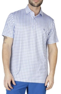 Mini Windowpane Performance Polo with Dress Shirt Collar