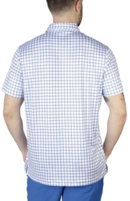 Mini Windowpane Performance Polo with Dress Shirt Collar