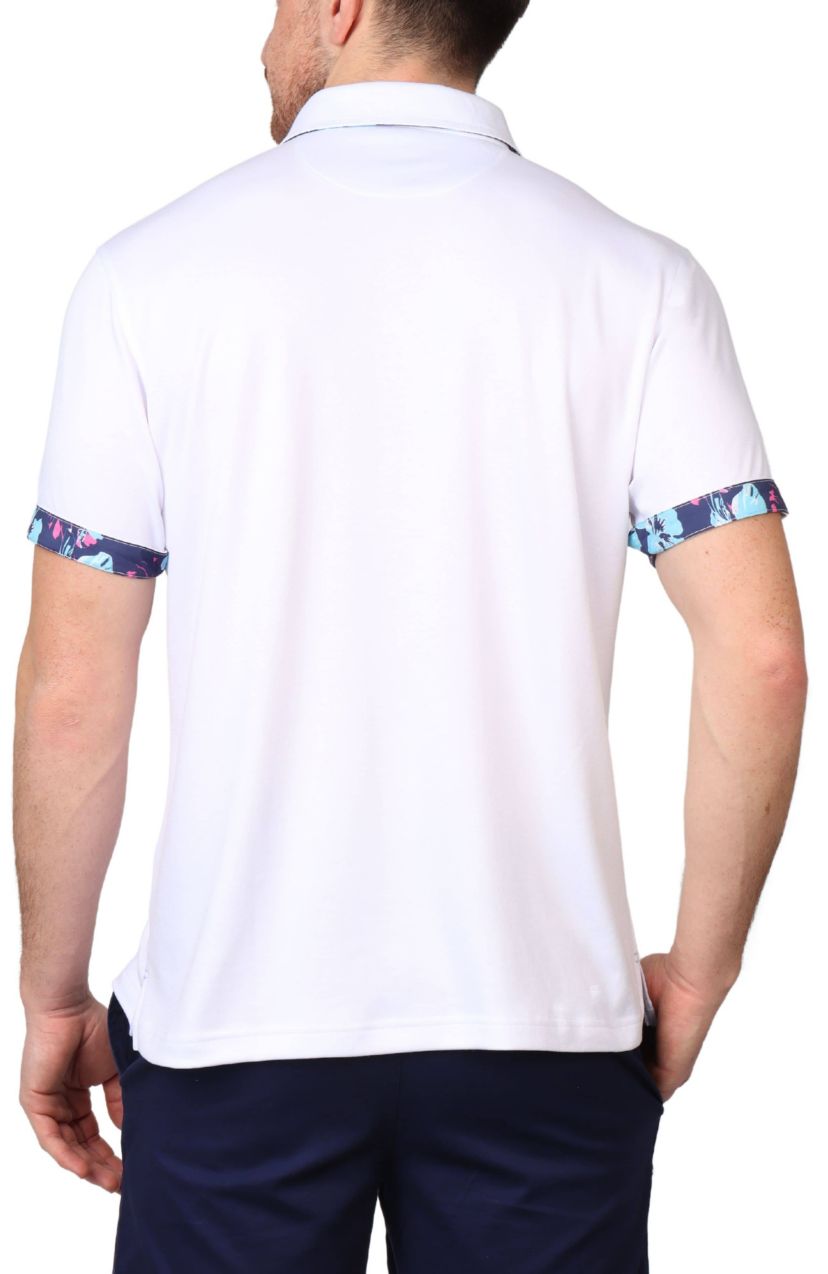 Modal Pique Polo with Tropical Print Contrast