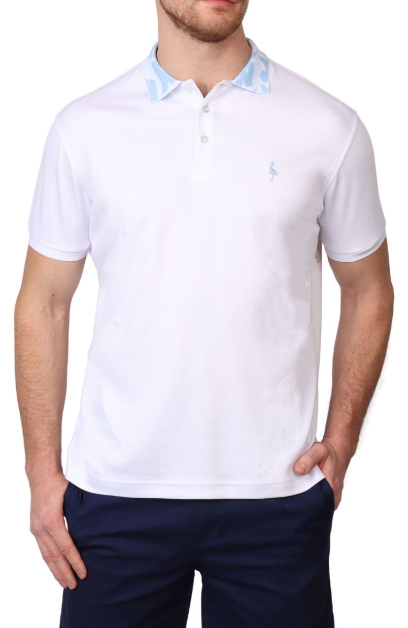 Modal Pique Polo with Floral Jacquard Collar