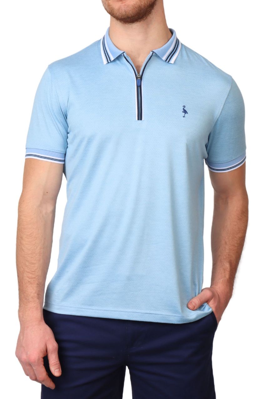 Perforated Mesh Performance Polo with Striping Rib Detail