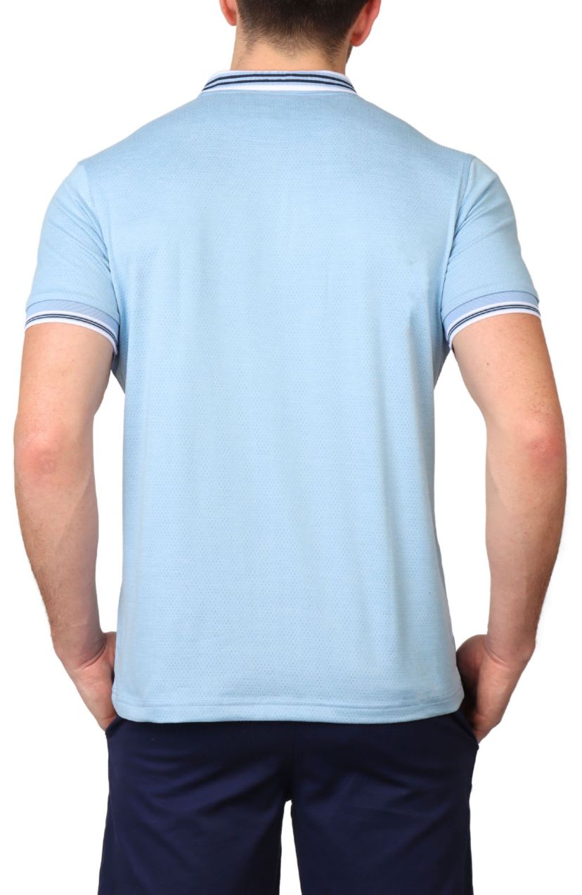 Perforated Mesh Performance Polo with Striping Rib Detail