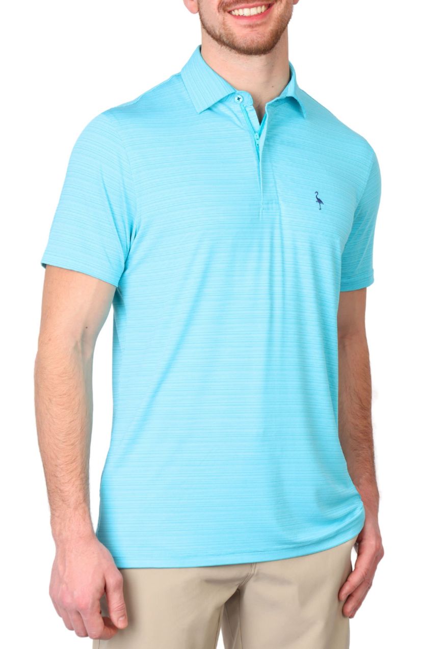 Yarn Dye Stripe Performance Polo w/Covered Zipper Placket