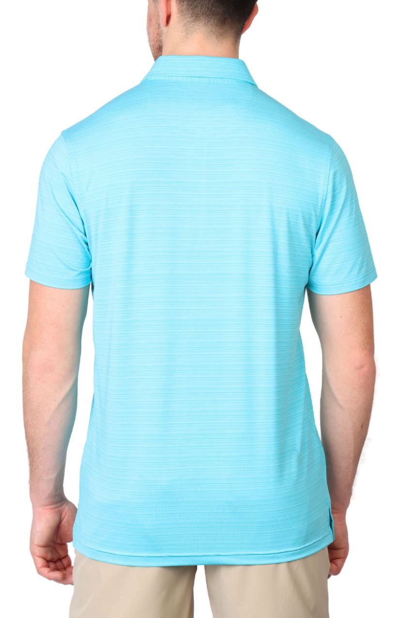 Yarn Dye Stripe Performance Polo w/Covered Zipper Placket