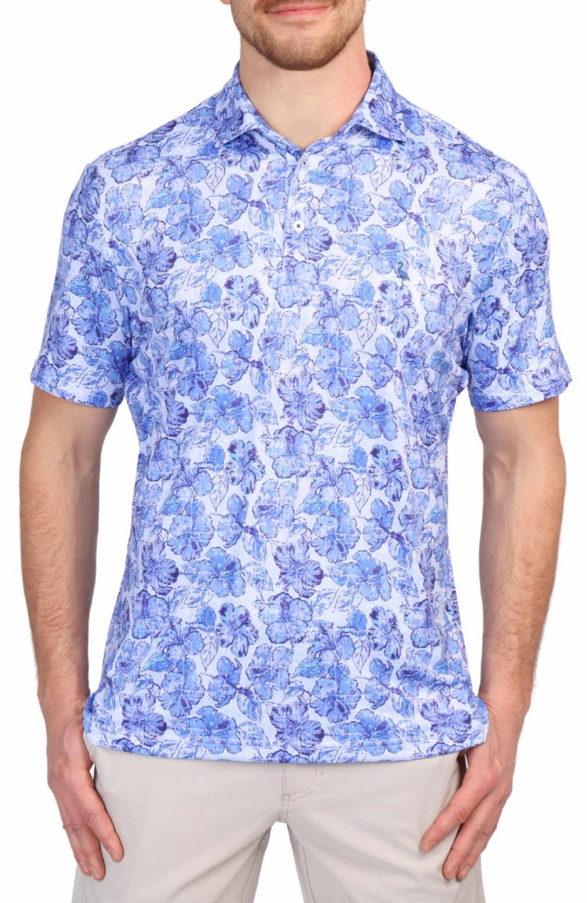 Vintage Hibiscus Printed Performance Polo