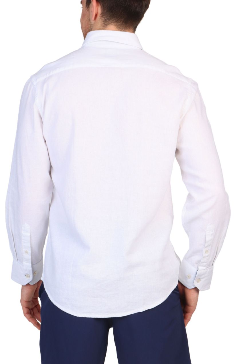 Solid Linen Blend Long Sleeve Shirt