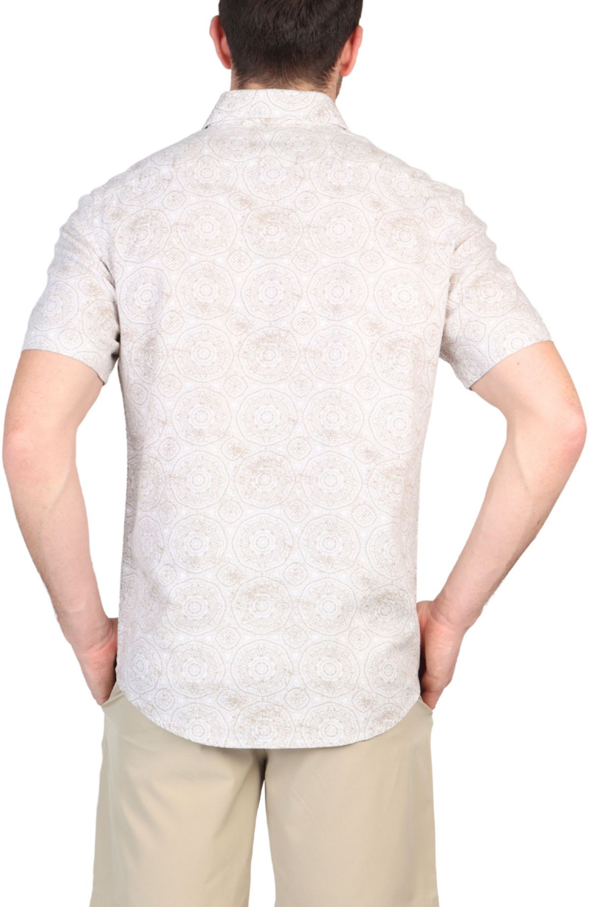 Batik Printed Linen Blend Short Sleeve Shirt