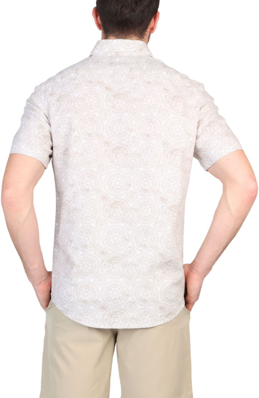 Batik Printed Linen Blend Short Sleeve Shirt