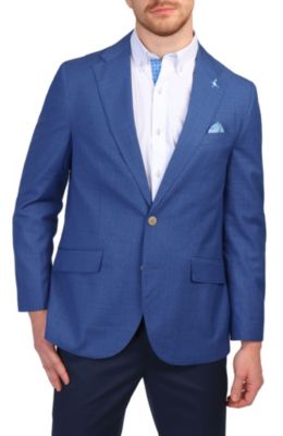 TailorByrd Men's Shadow Plaid Sportcoat, Blue, 46 Short