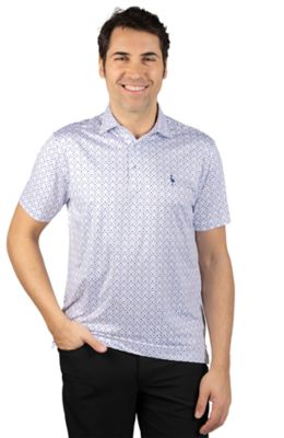 TailorByrd Men's Golf Clubs Printed Performance Polo, White, 2XL