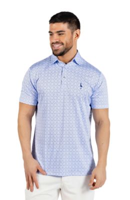 TailorByrd Men's Golf Clubs Printed Performance Polo, Blue, 2XL