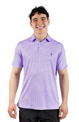 TailorByrd Men's Golf Clubs Printed Performance Polo, Lilac, 2XL