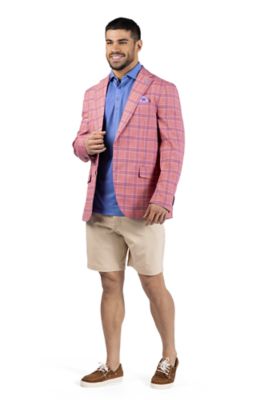 TailorByrd Men's Melange Shadow Plaid Sport Coat, Red, 48 Short
