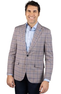 TailorByrd Men's Shadow Plaid Sport Coat, Grey, 48 Short