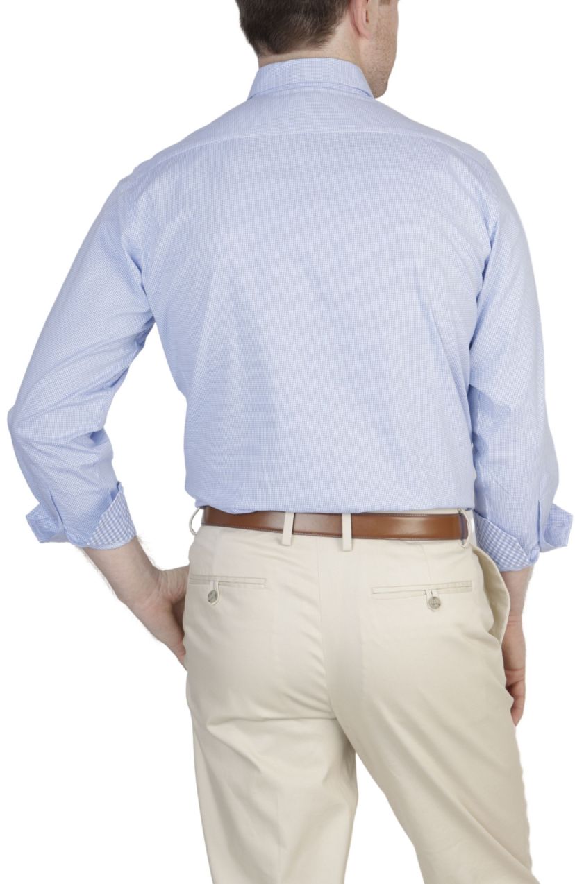 Mini Gingham Cotton Stretch Long Sleeve Shirt