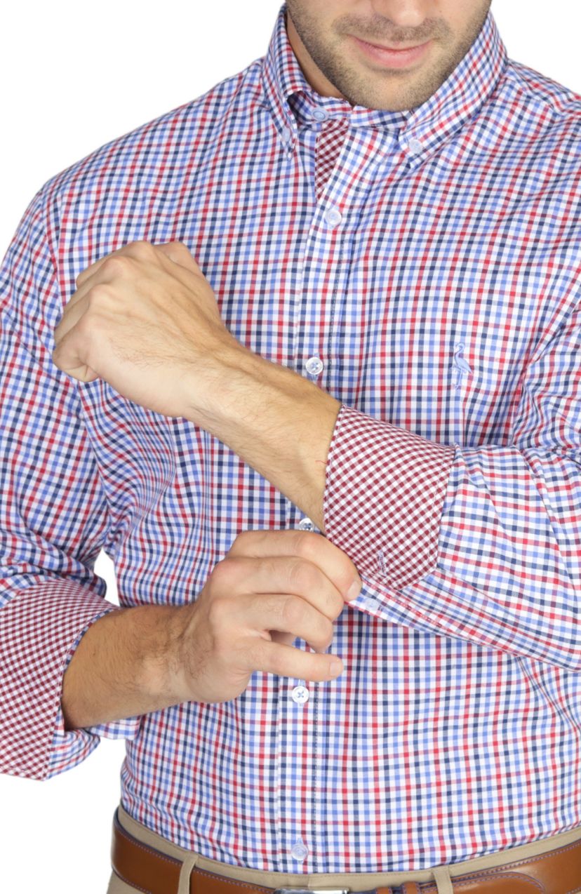Multi Gingham Cotton Stretch LS Shirt