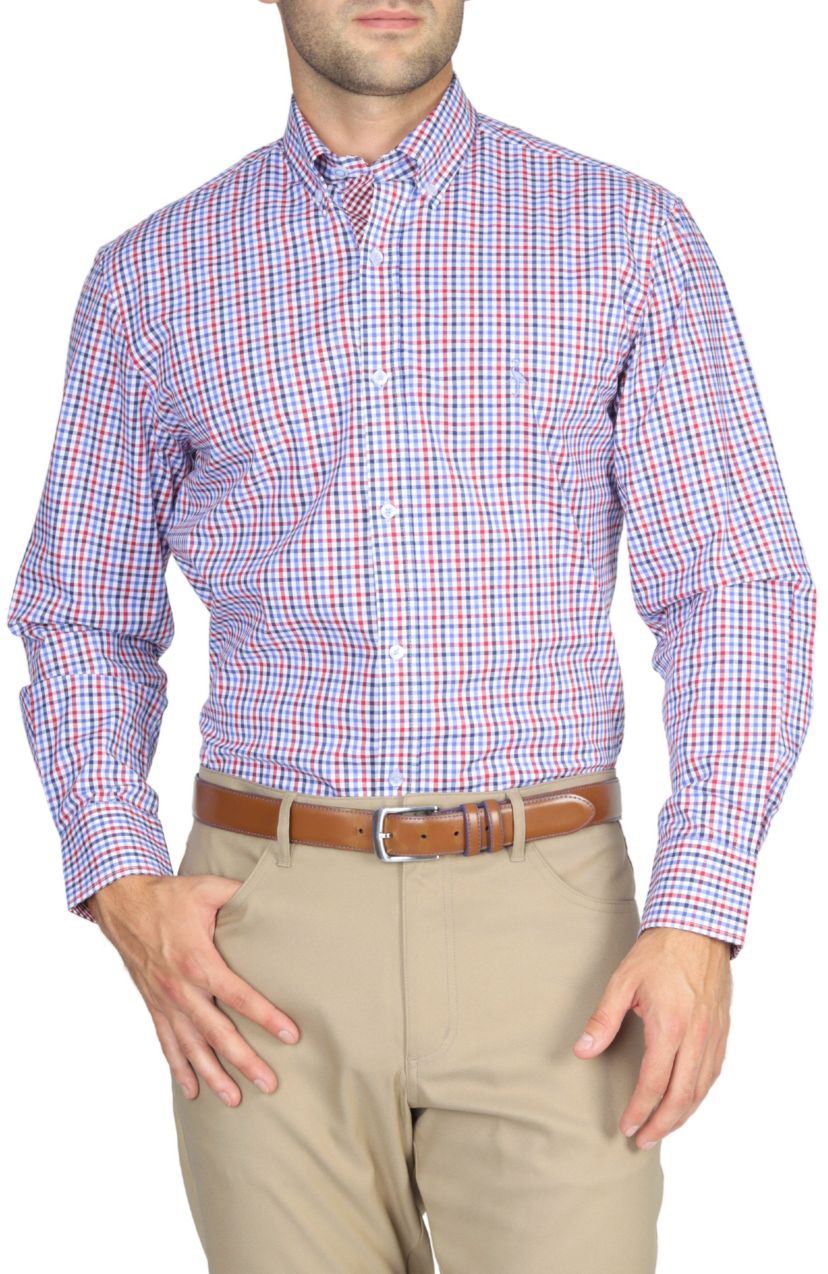 Multi Gingham Cotton Stretch LS Shirt