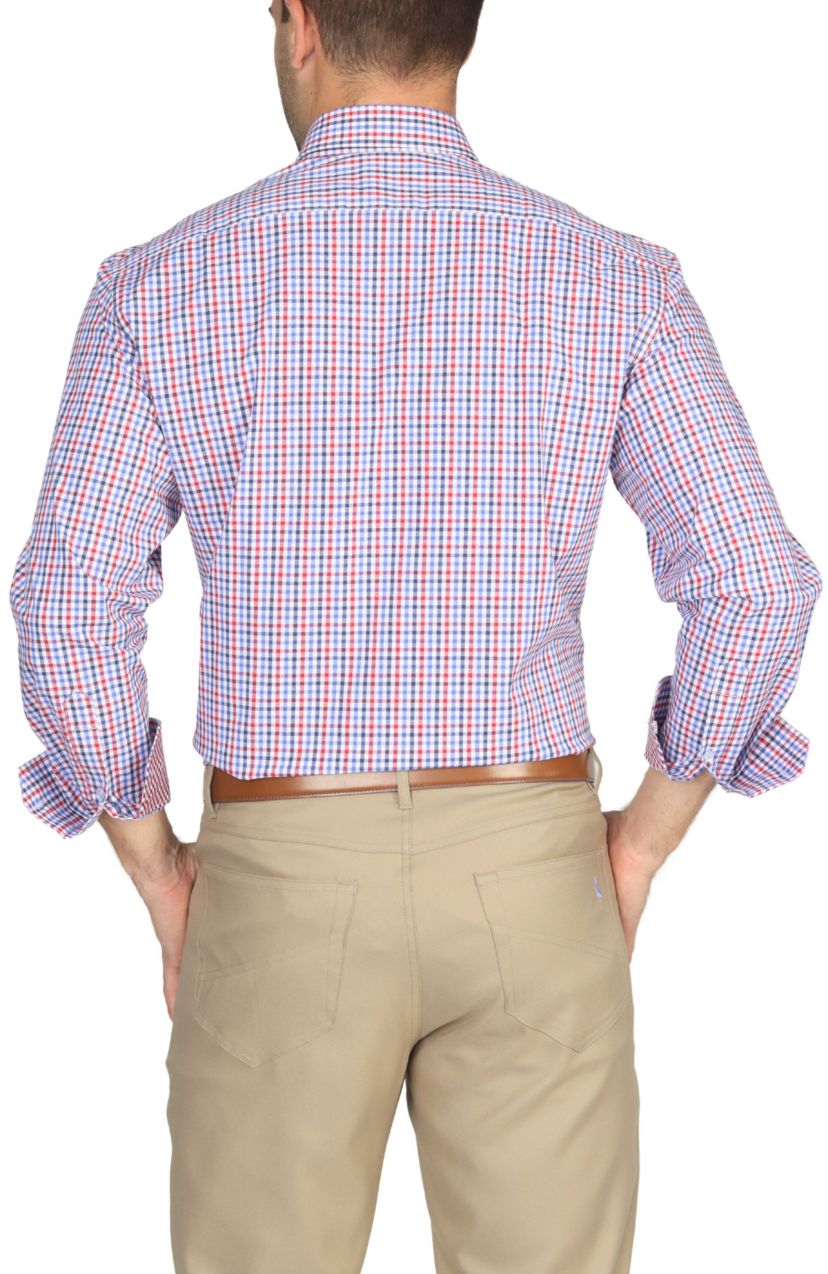 Multi Gingham Cotton Stretch LS Shirt