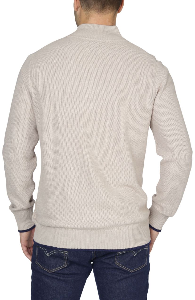 Cotton Waffle Qzip Knit Sweater
