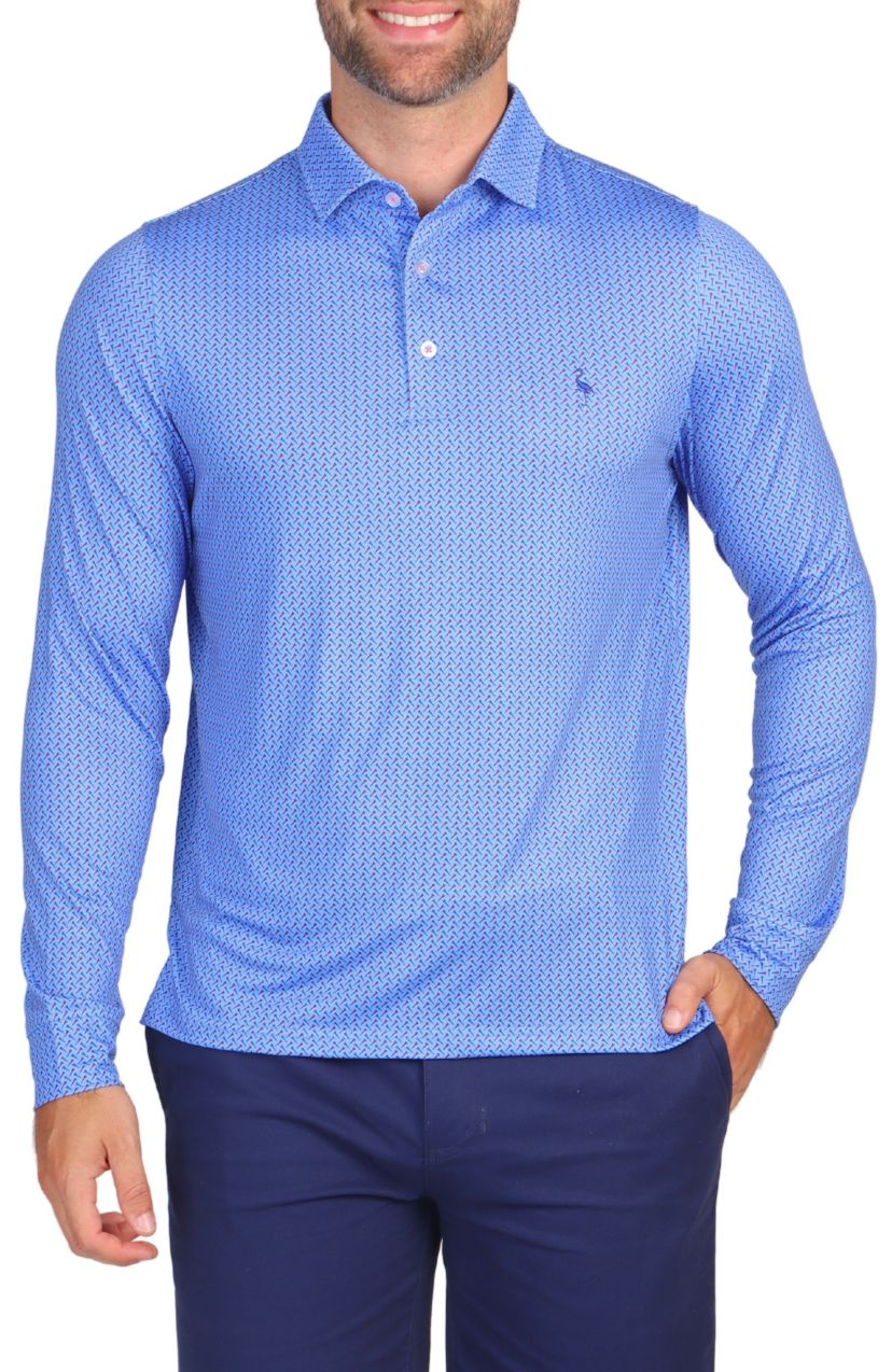 Blue Tees Printed Performance Long Sleeve Polo
