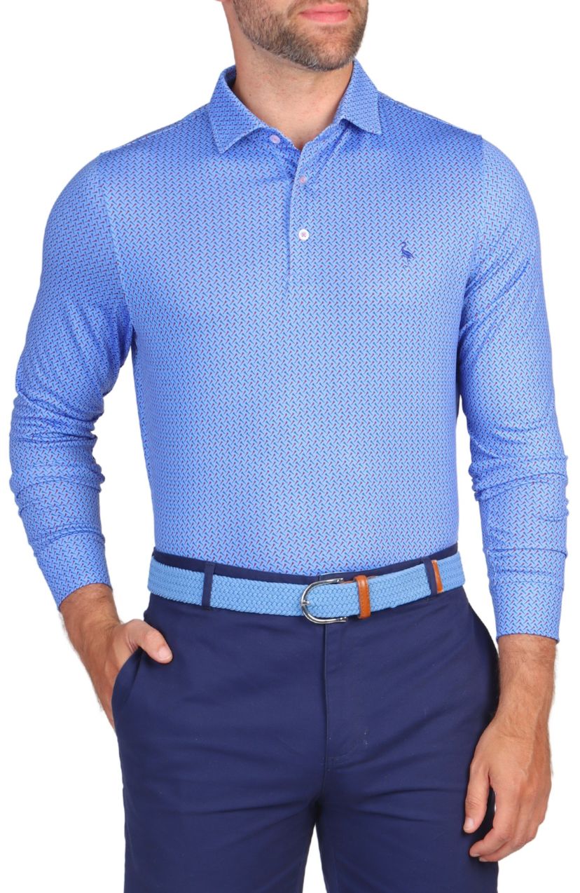 Blue Tees Printed Performance Long Sleeve Polo