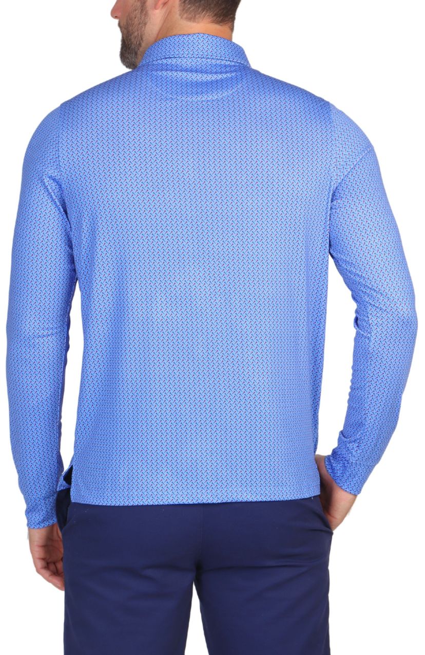 Blue Tees Printed Performance Long Sleeve Polo