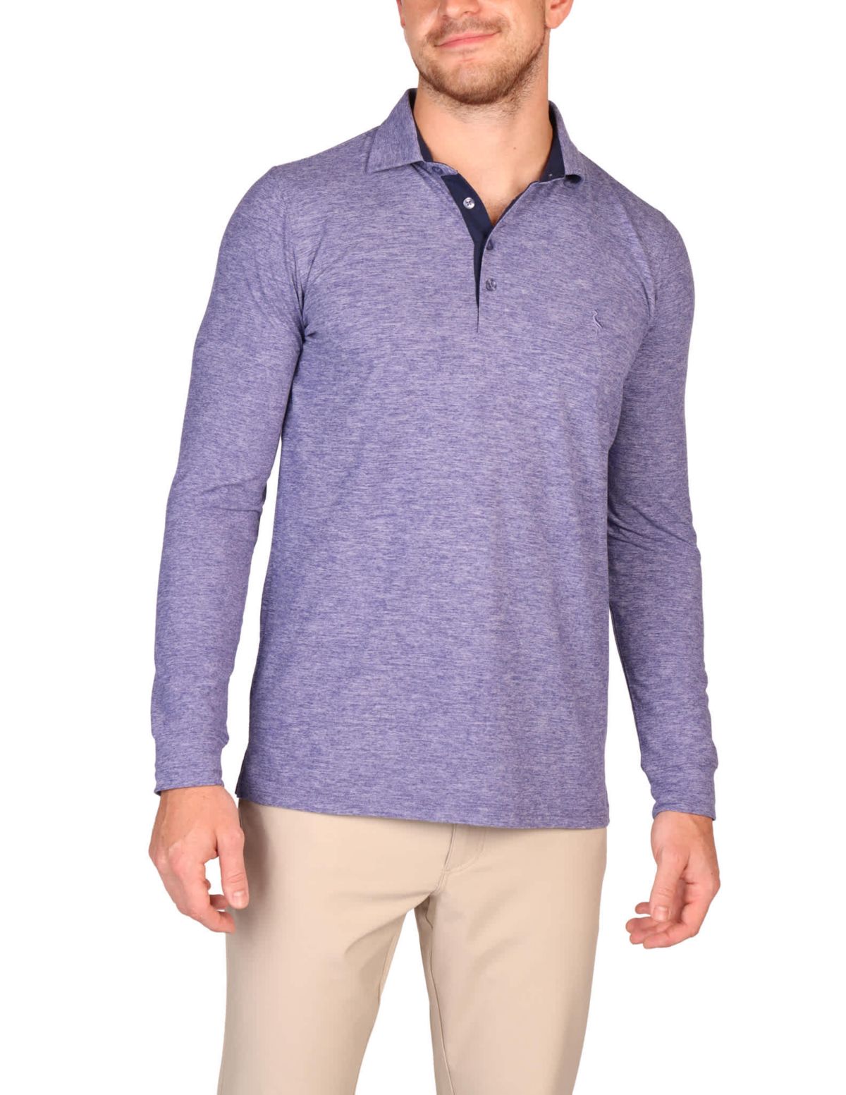 Brushed Melange Super Soft Long Sleeve Polo