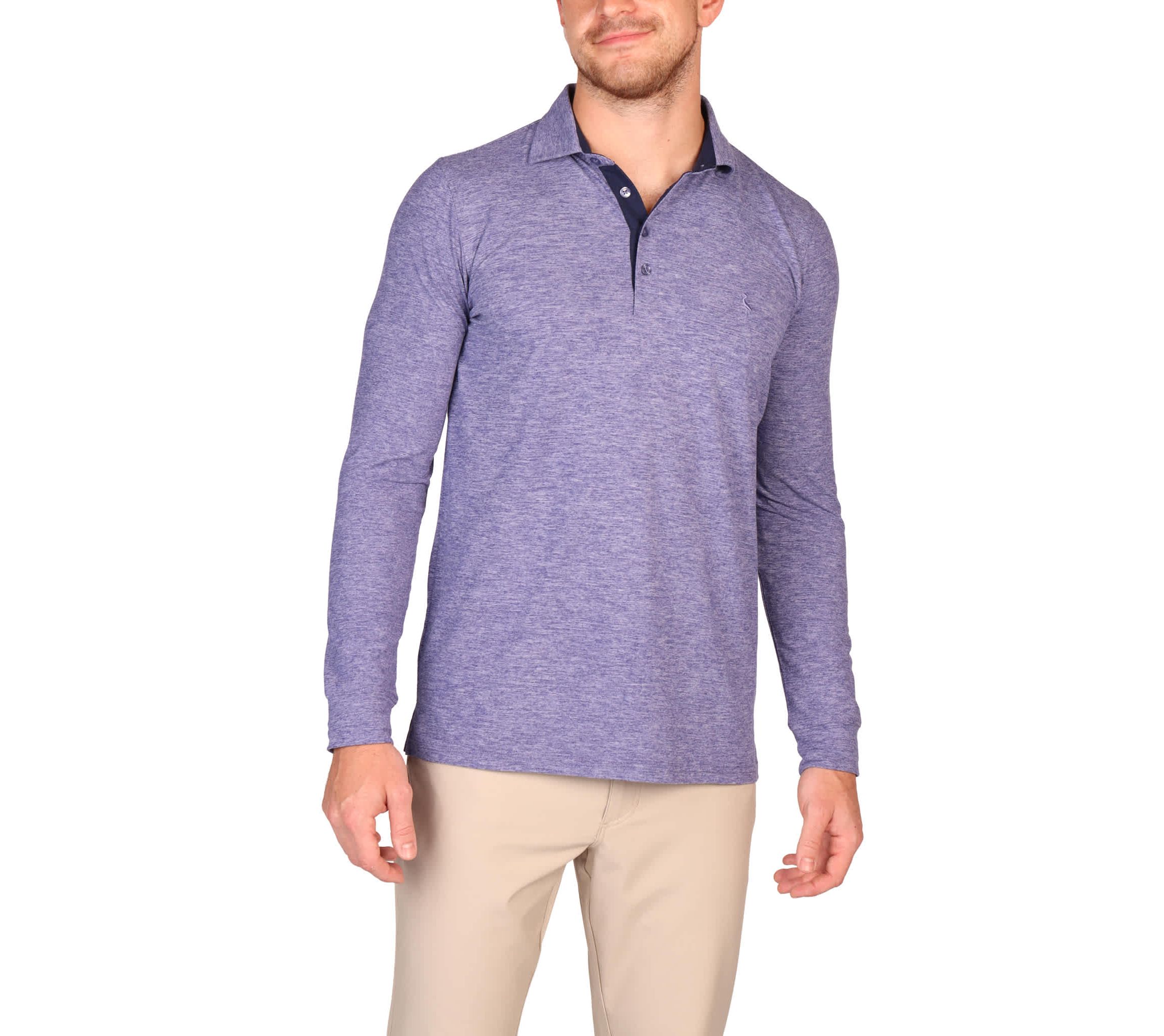 Brushed Melange Super Soft Long Sleeve Polo