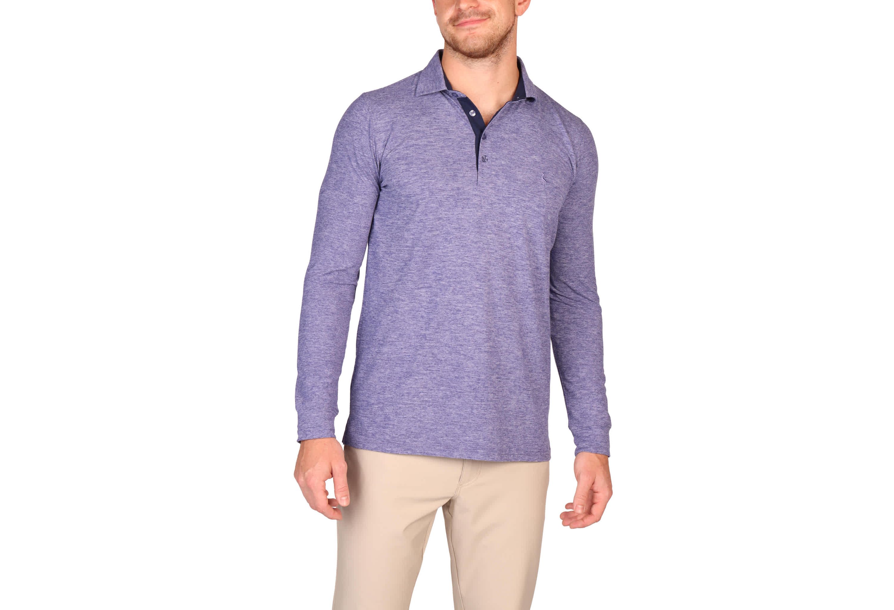 Brushed Melange Super Soft Long Sleeve Polo