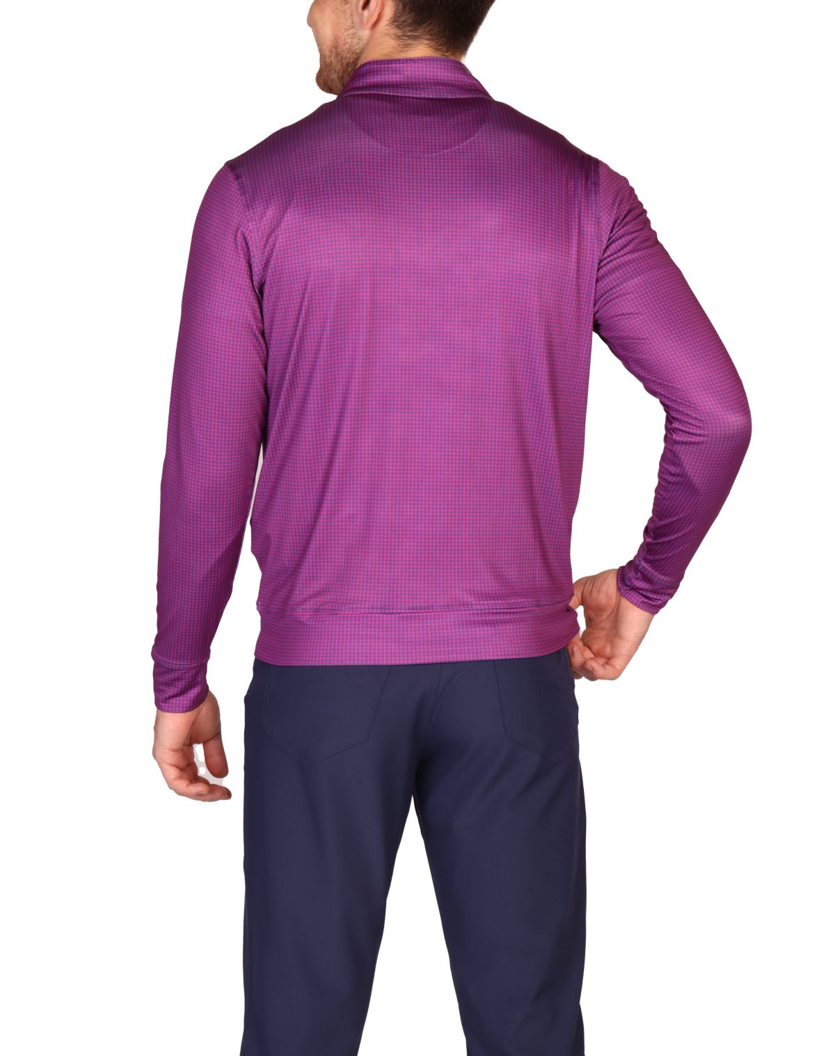 Mini Houndstooth Long Sleeve Performance Polo