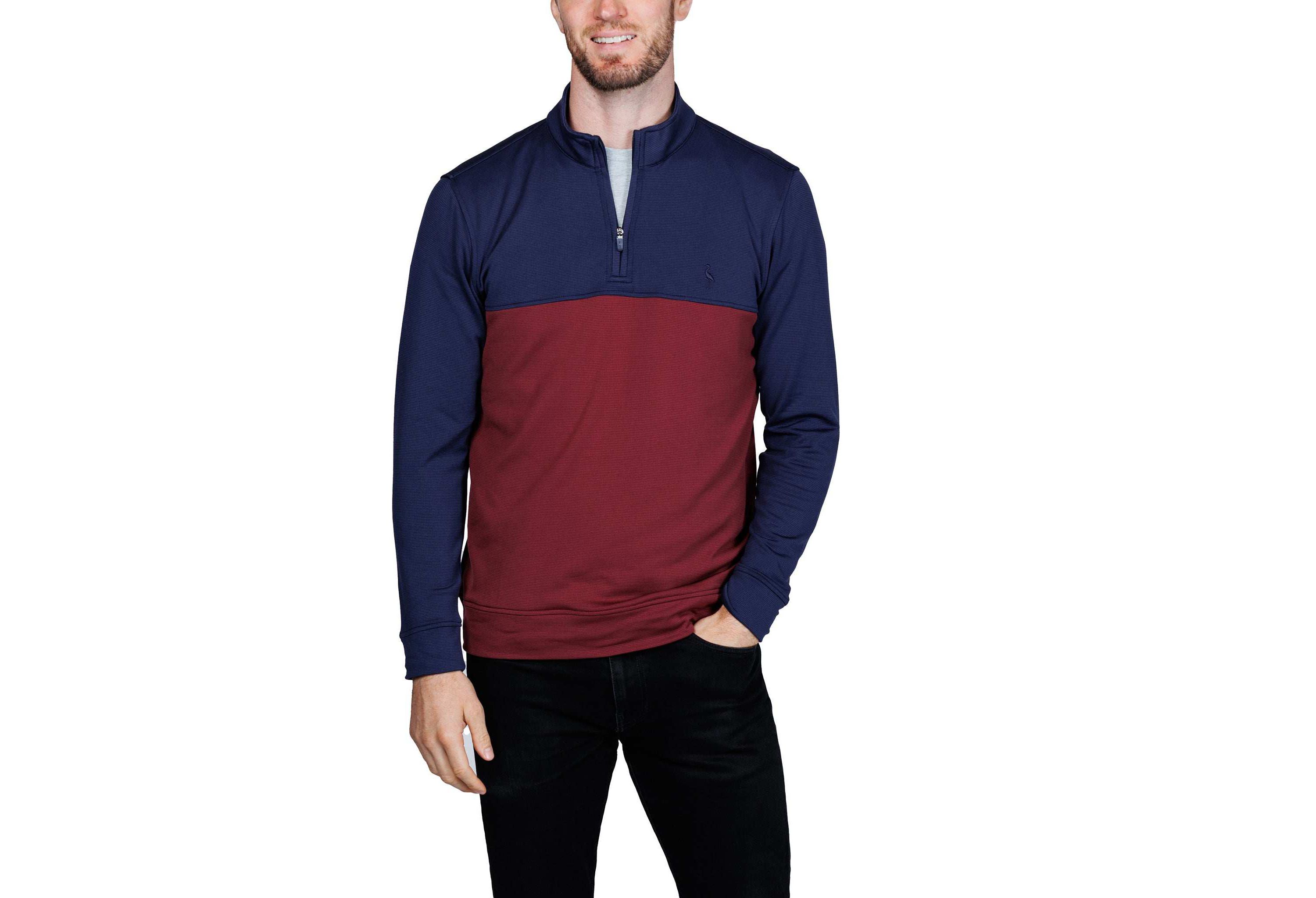 Color Blocked Textured Performance Quarter Zip