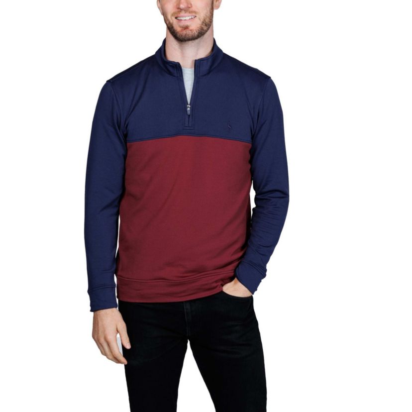 Color Blocked Textured Performance Quarter Zip