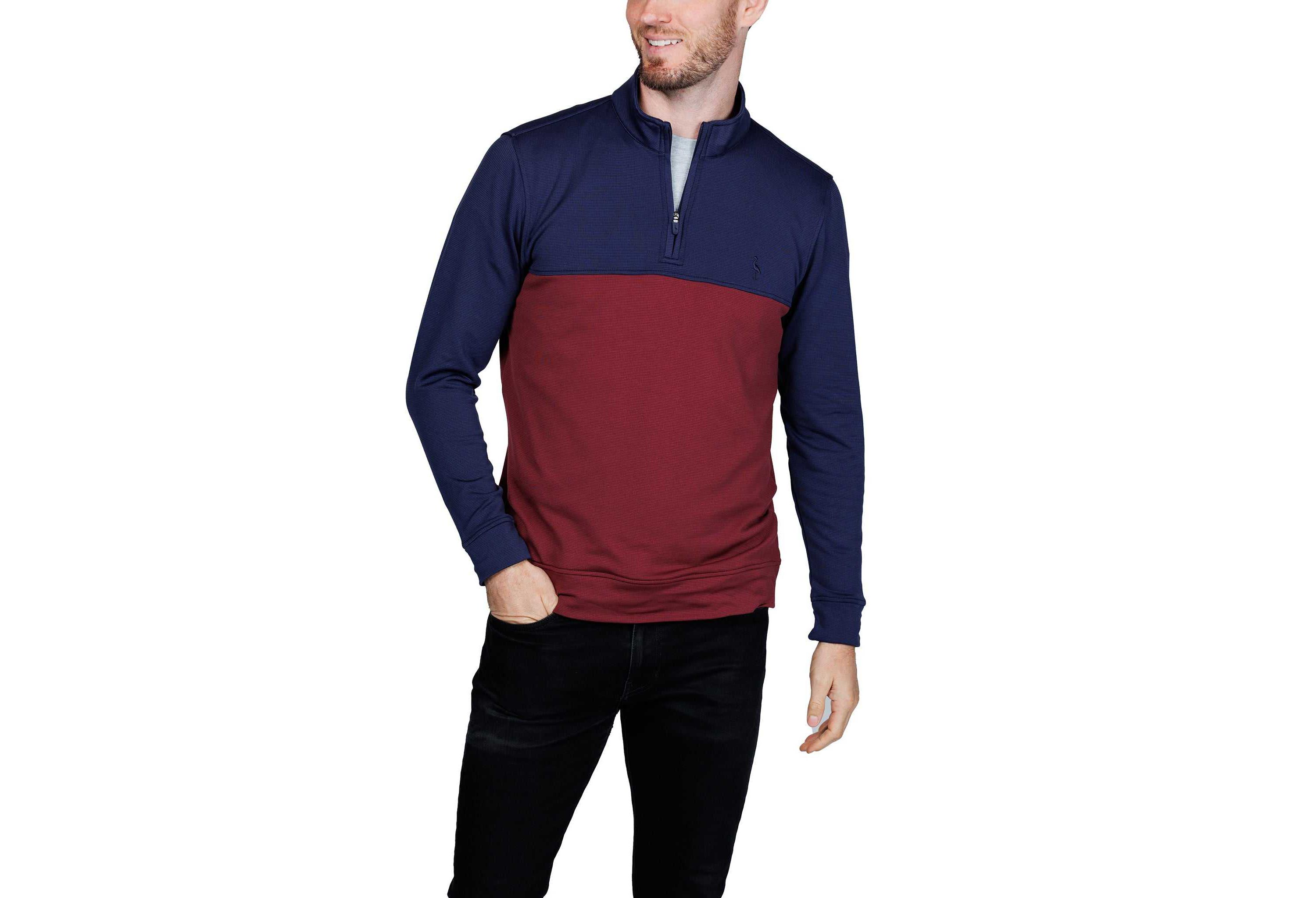 Color Blocked Textured Performance Quarter Zip