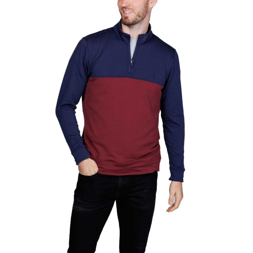 Color Blocked Textured Performance Quarter Zip