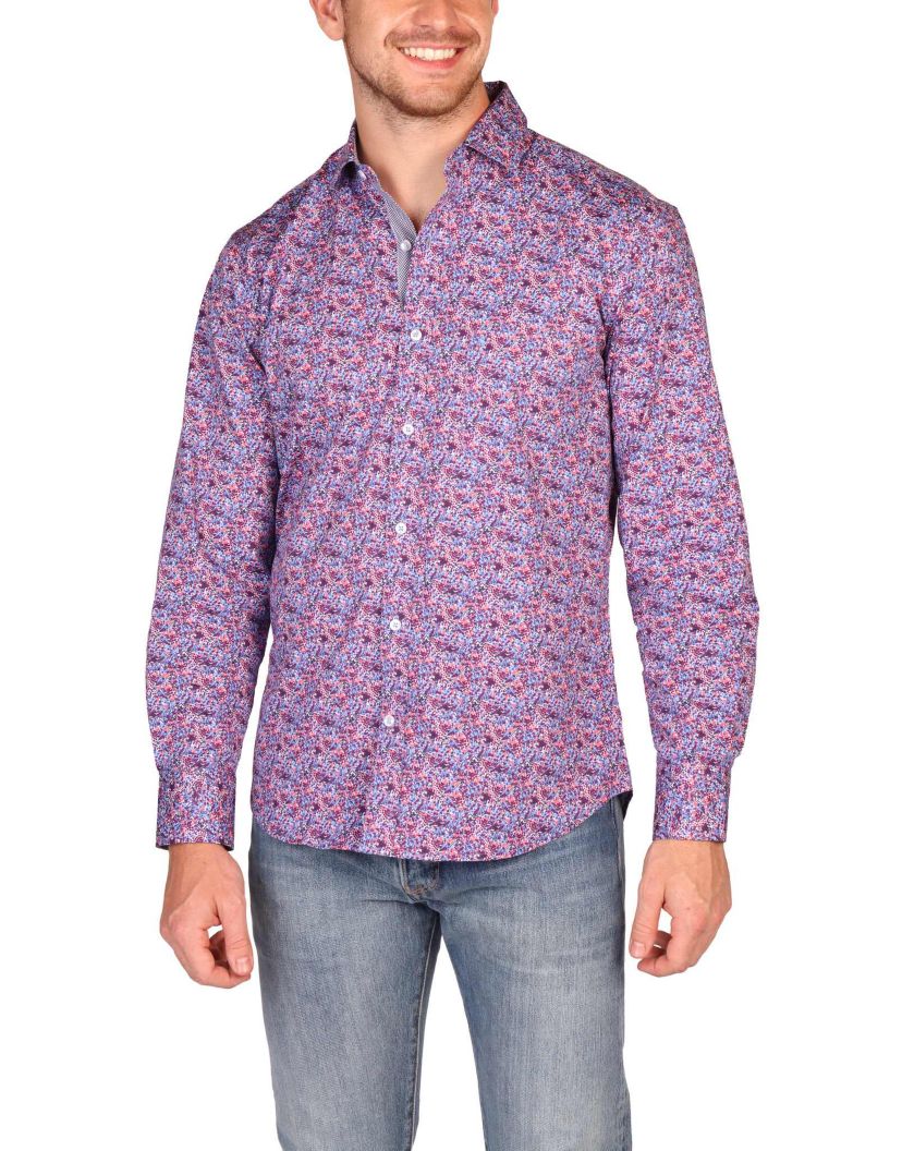 Crimson Floral Long Sleeve Shirt