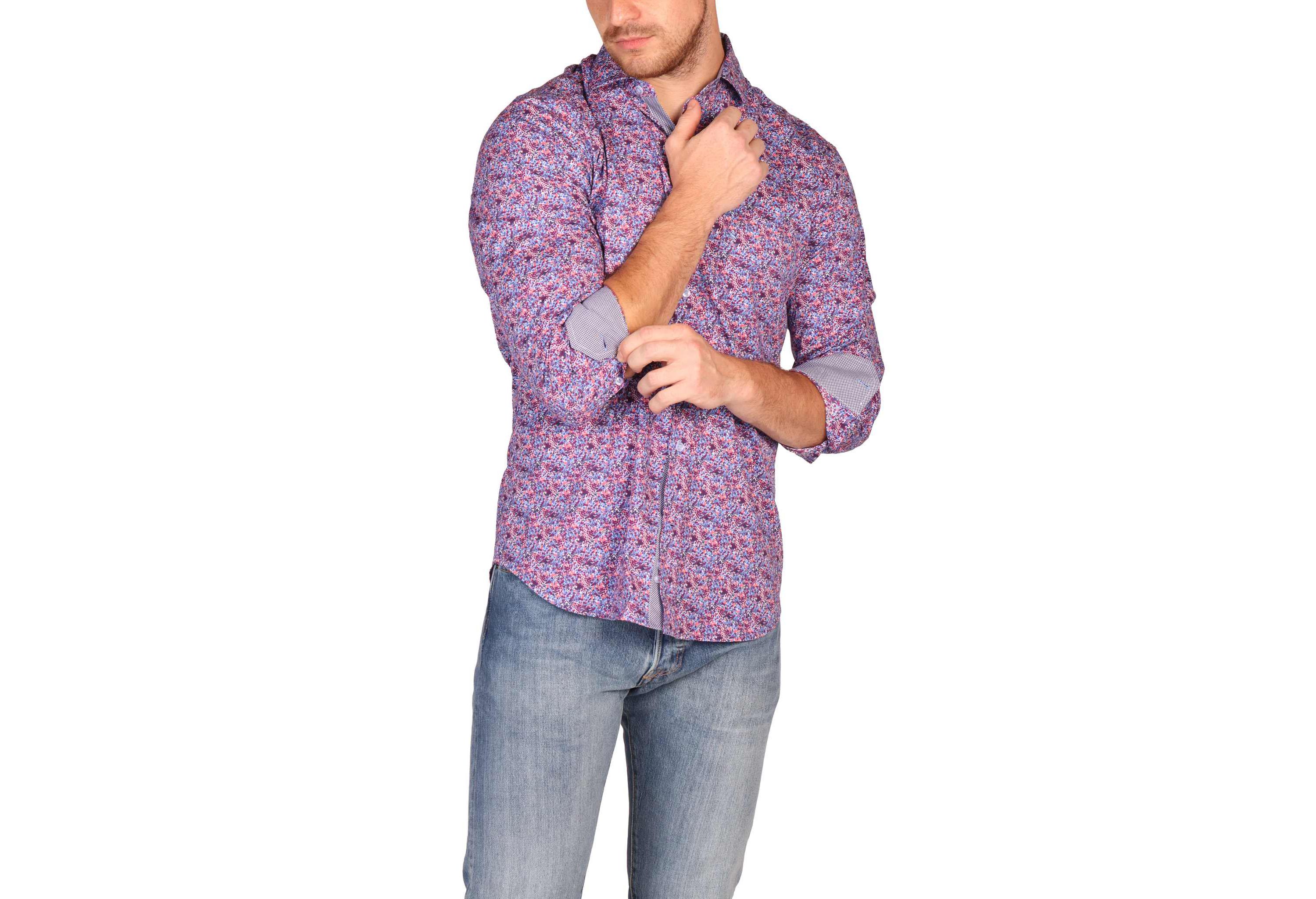 Crimson Floral Long Sleeve Shirt